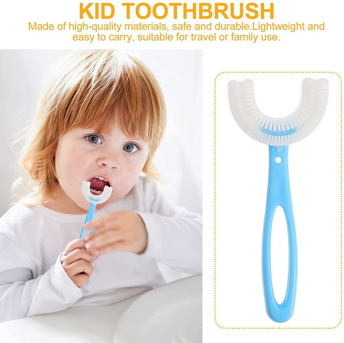 2pcs Kids U Shaped Toothbrush 360 Degree Children Toothbrush Silicone Brush Head Oral Cleaning