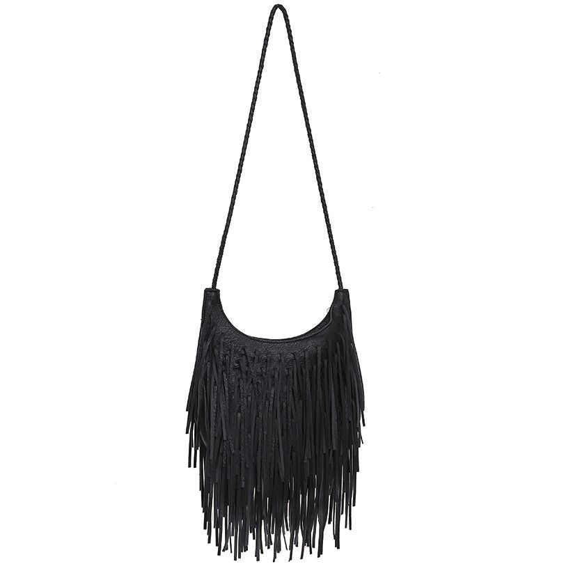 Vintage Fringe Hobo Bags Faux Leather Crossbody Bag with Long Tassels for Women