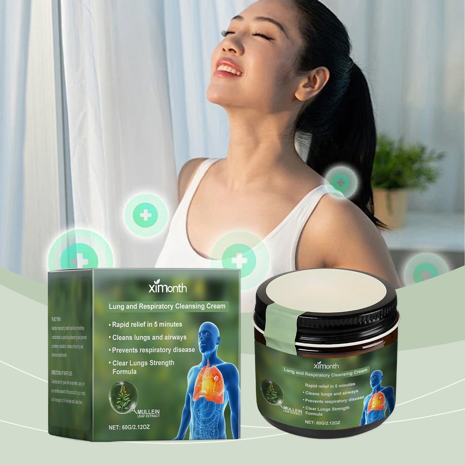 Body Care Cream, Natural Lung Support, Daily Nourishing Massage, Refreshing Skin Treatment ,60g
