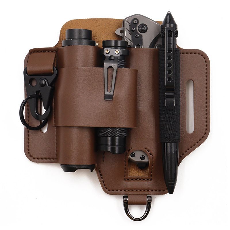 Tactically Tool Holsters PU Leather Belt Sheath Tool Organizer Pouch With Key Holder Pen Clip