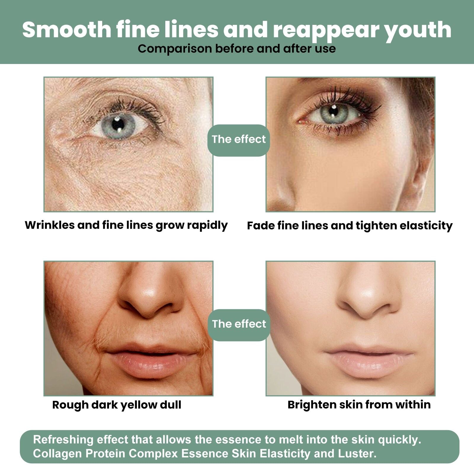 Deep Curing Collagen Essence, Fade Wrinkles, Hydrate, Brighten Skin, Anti-Aging ,30ml