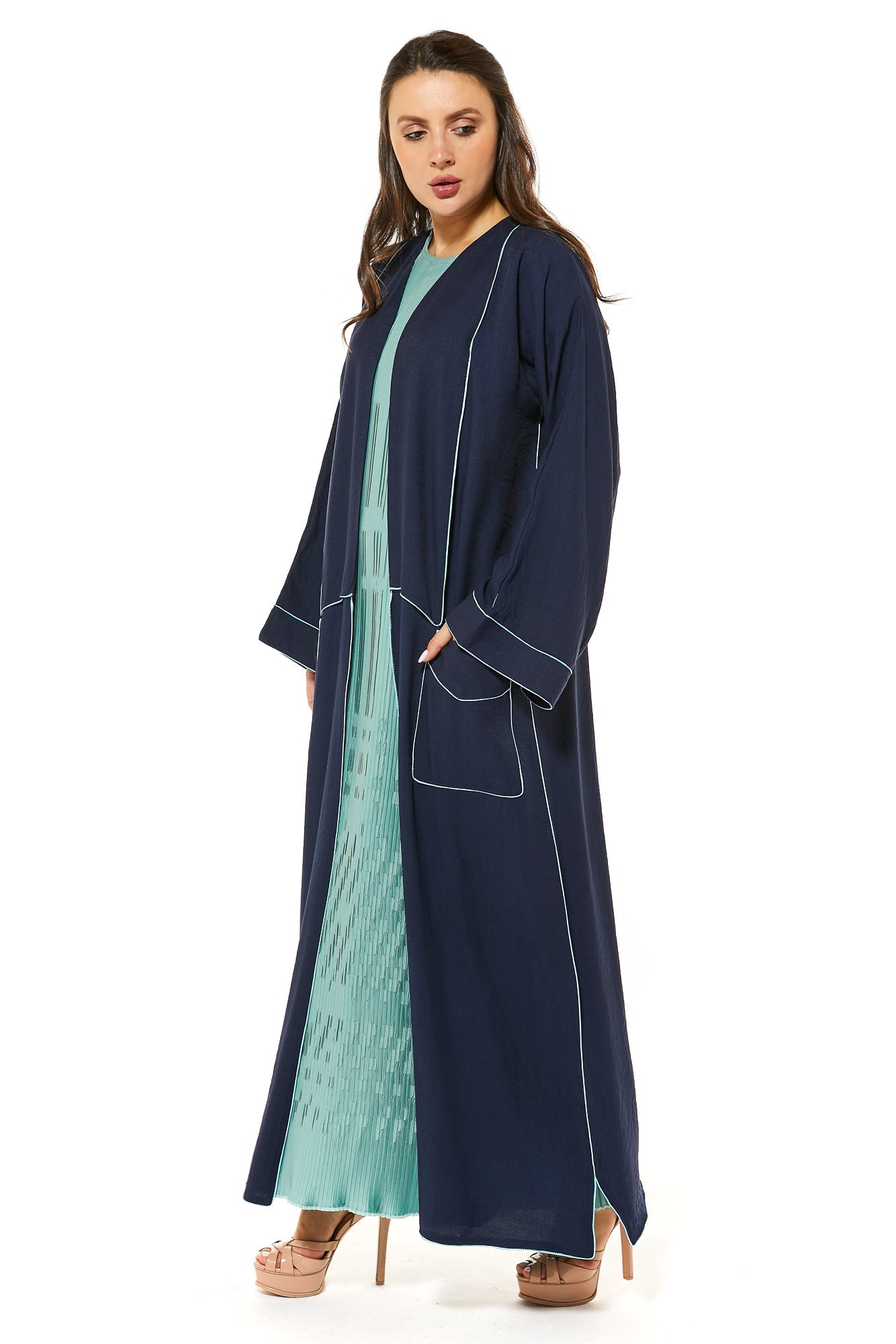 MOiSTREET Navy Casual Abaya with Pockets