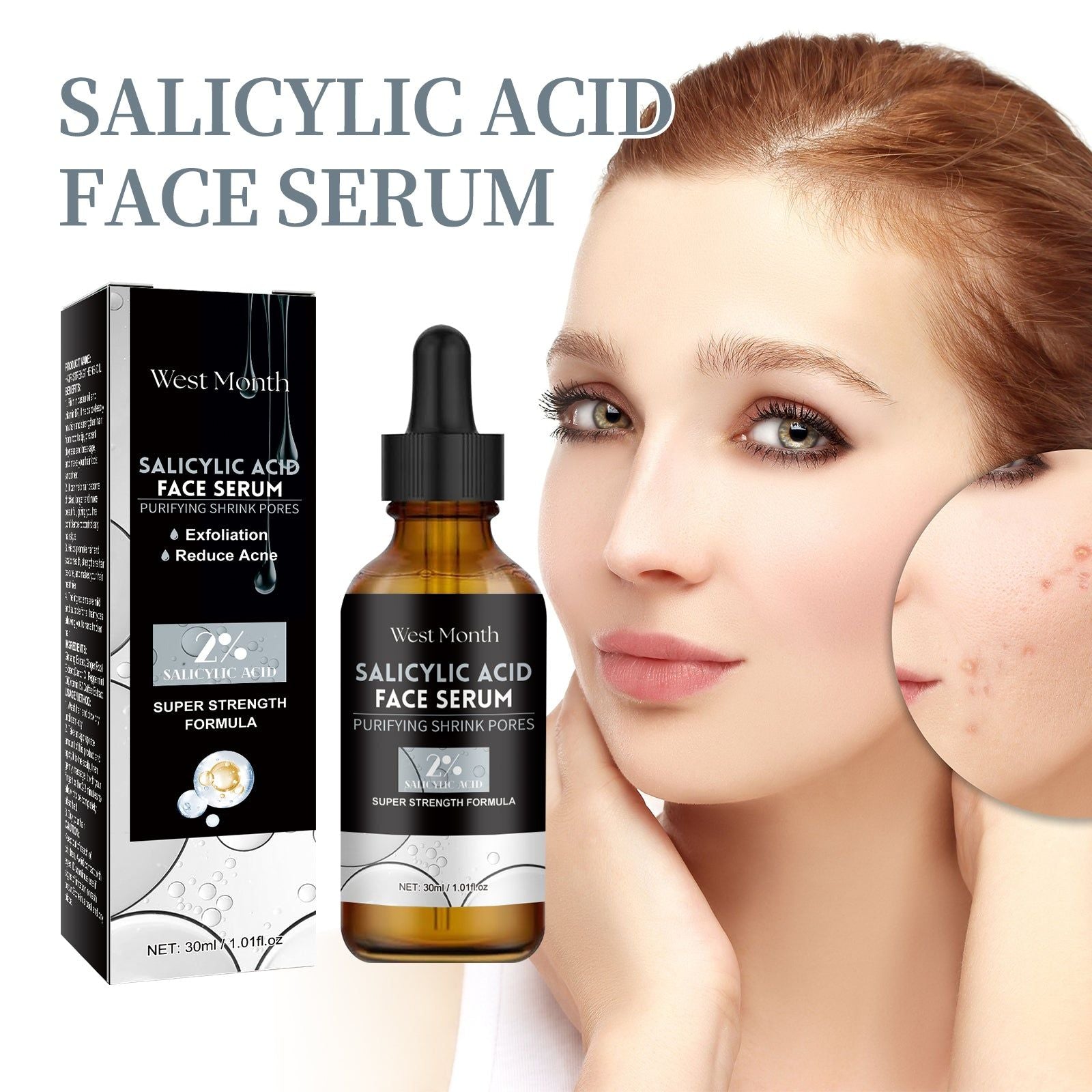 Salicylic Acid Facial Essence for Acne Mark Fade, Clear Skin, Hydrating, Oil Control ,30ml