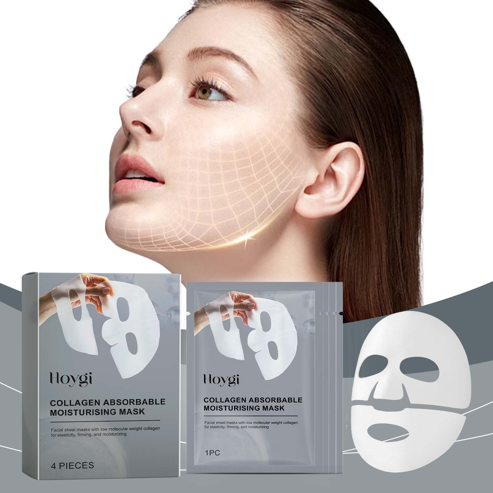 Deep Anti-Wrinkle Collagen Mask for Facial Care, Hydrating, Skin Rejuvenation, Pore Cleansing ,4pieces
