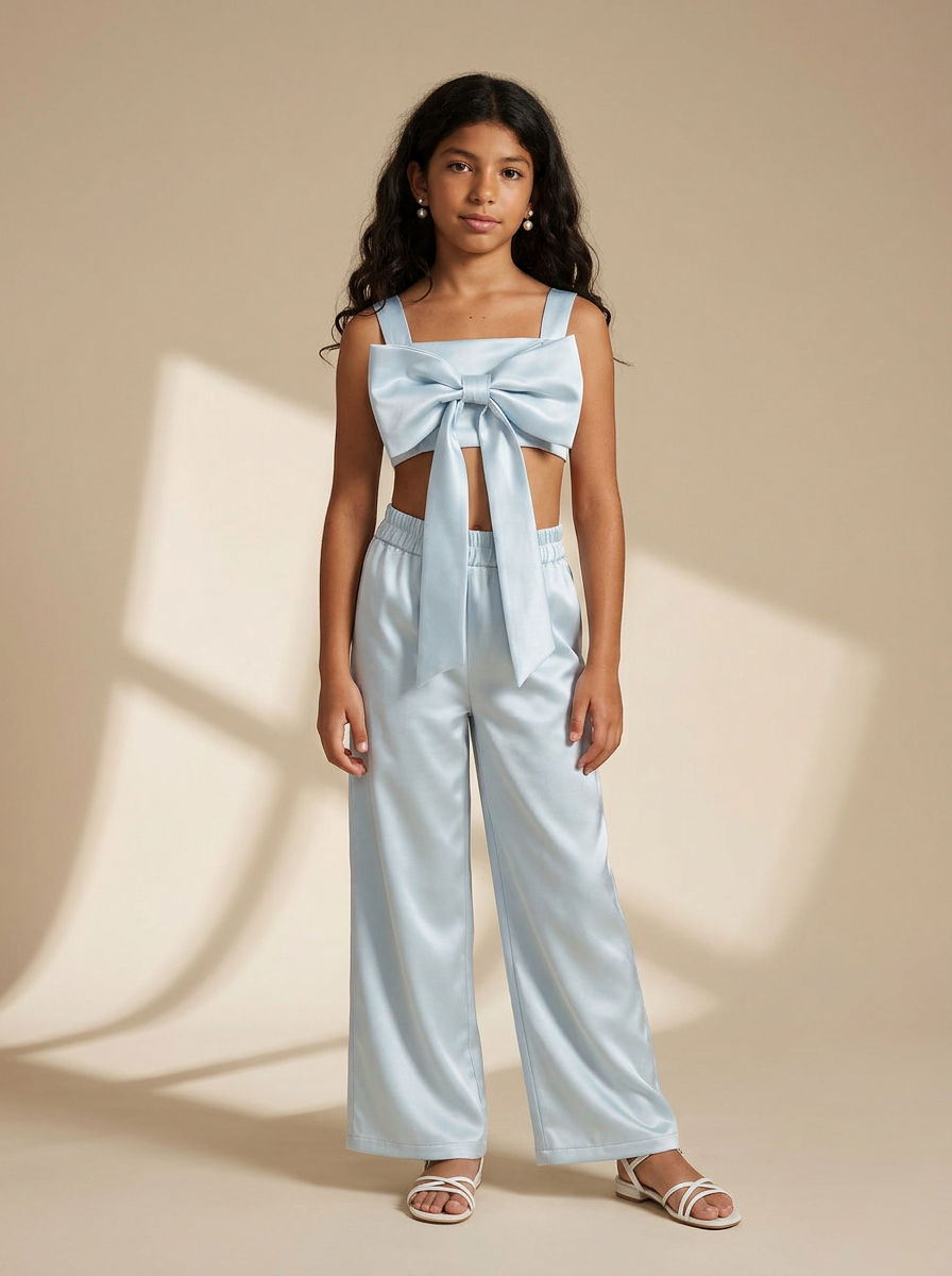 Bow set crop top & pants Mint