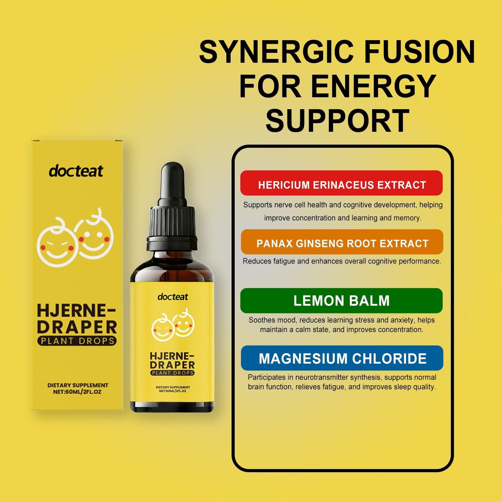 Boost Focus and Vitality with Plant Drops, Natural Brain Support, Daily Energy ,60ml