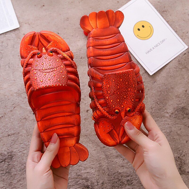 Lobster Slippers Beach Slides Summer Funny Sandals House Slippers For Women