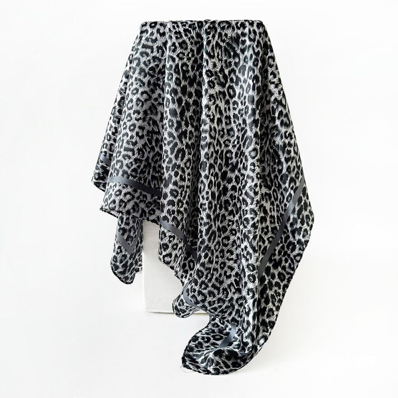 4Pcs Leopard Print Satin Square Scarf Set for Women 90x90cm