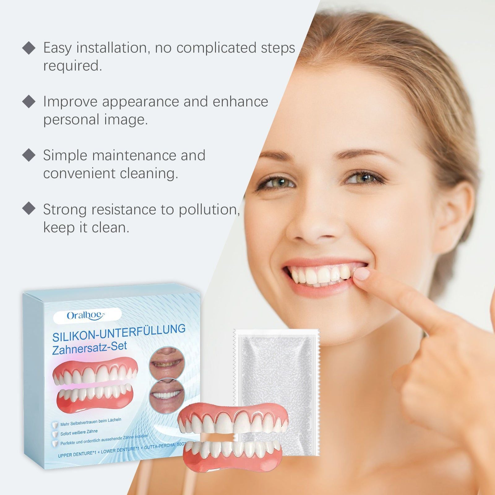 Enhance Your Smile Instantly, Dental Care Cosmetic Denture Set, Natural Fit, Comfortable, Quick Results ,1 set