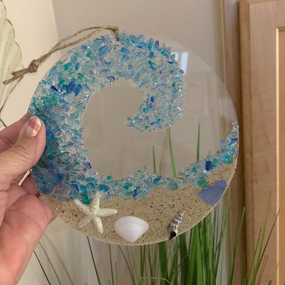 Sea Glass Suncatcher Pendant Acrylic Window Decor Beach Ornament For Home Office