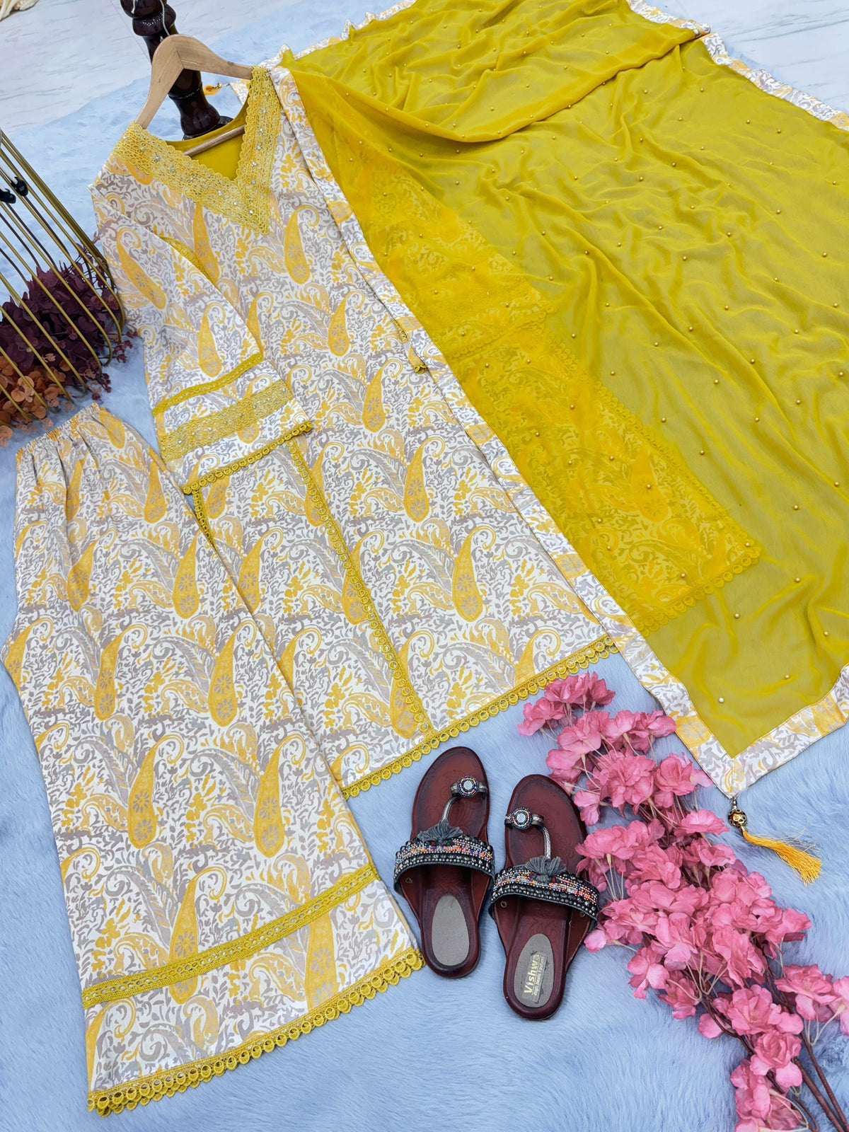Fab Zone Designer Party Wear Look Top Plazzo & Dupatta Set
