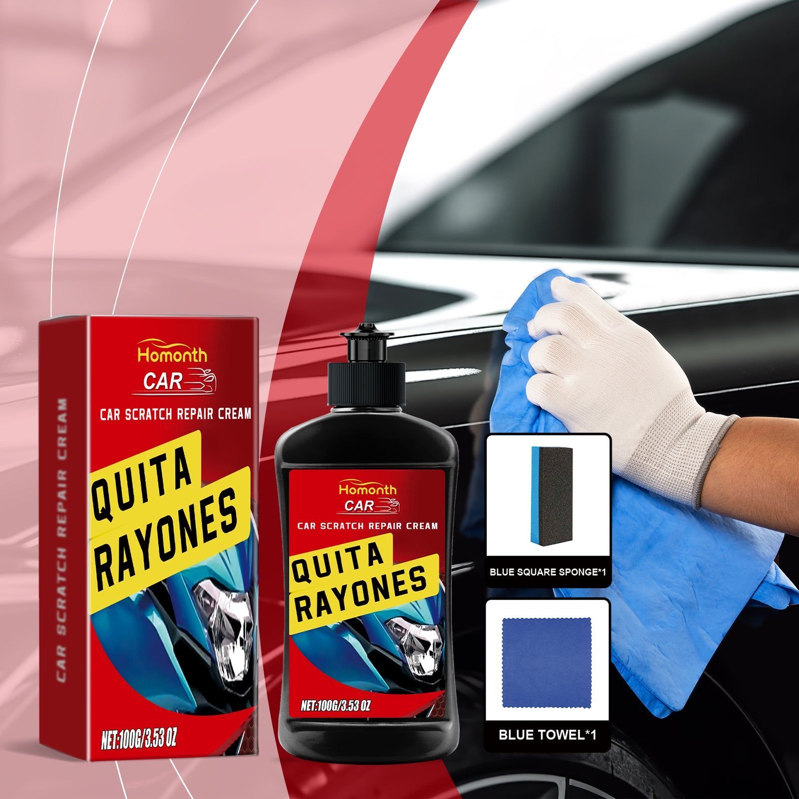 Car Scratch Repair Cream, Polishing Curing, Easy Scratch Removal, Mirror Finish ,1set