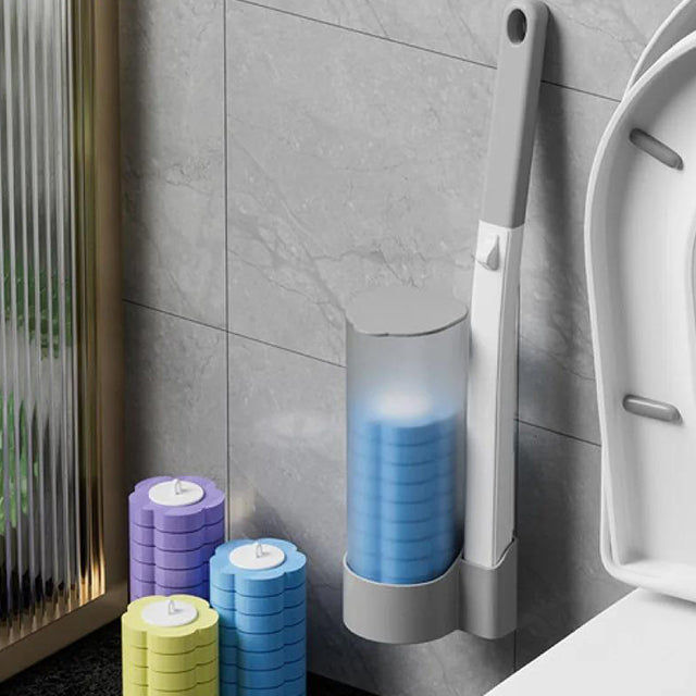 Disposable Toilet Brush Set with Replaceable Heads - Hygienic, Convenient Cleaning for Bathroom