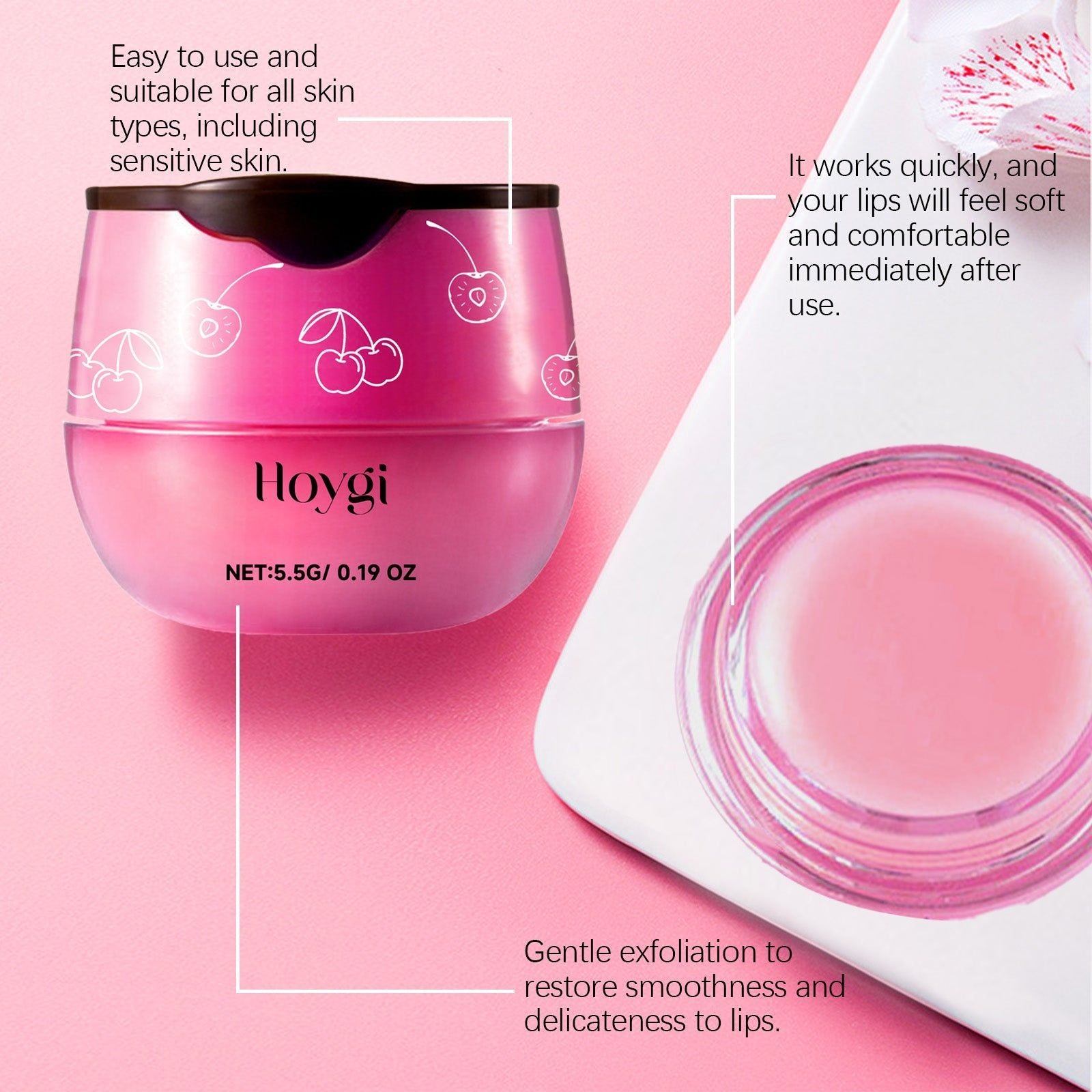 Cherry Lip Mask for Fading Lip Lines, Deep Moisturizer, Anti-Cracking, Lip Repair ,5.5g