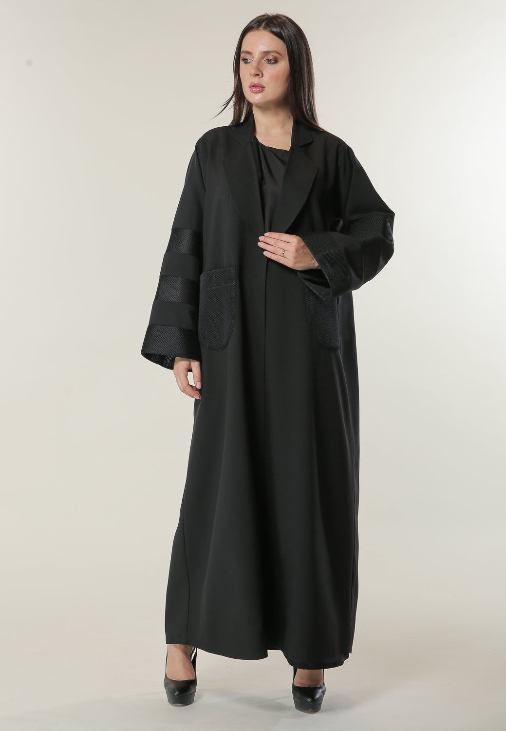 MOiSTREET Black Casual Coat Style Abaya