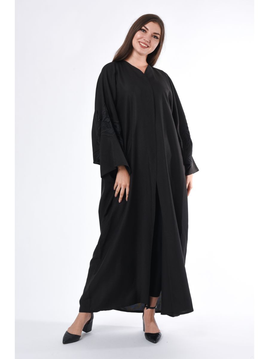 MOiSTREET Black Abaya with Embroidery