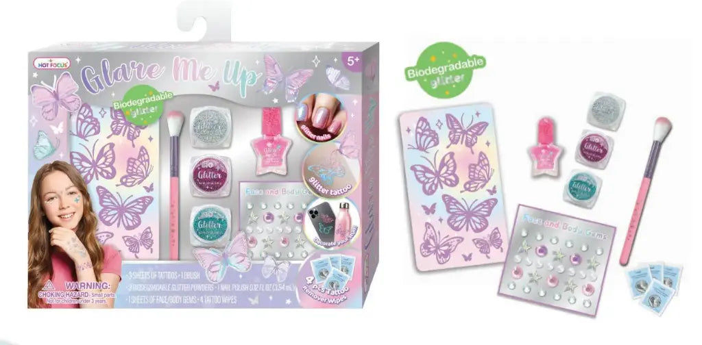 Glare Me Up Glitter Cosmetic Set-Hot Focus