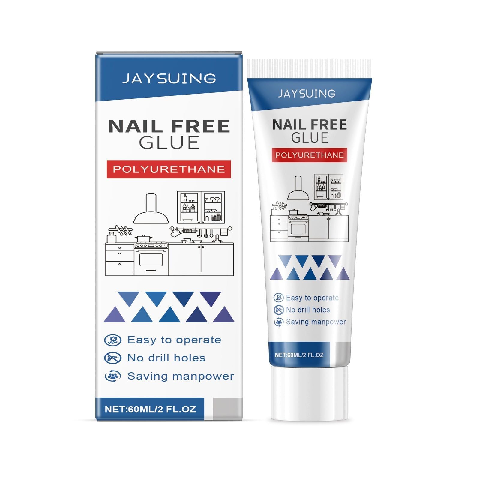 Strong Nail Free Glue for Home, Metal, Ceramic, Plastic, Fast Bonding, Durable ,60ml