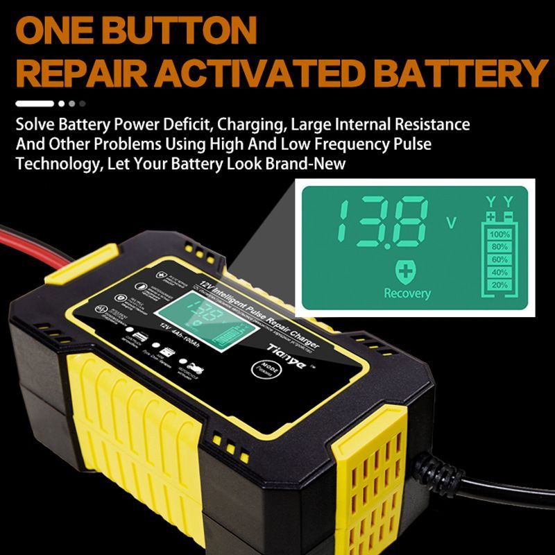 Car Battery Charger Smart Motorcycle Trickle Charger 12V Battery Pulse Repair Tool