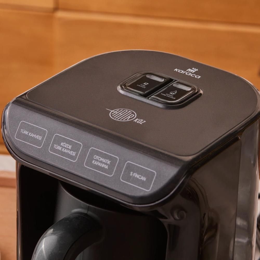 Karaca Hatır Közde Turkish Coffee and Turkish Coffee Machine Shiny Black Wave with Plenty Of Foam with a Capacity of 5 Cups