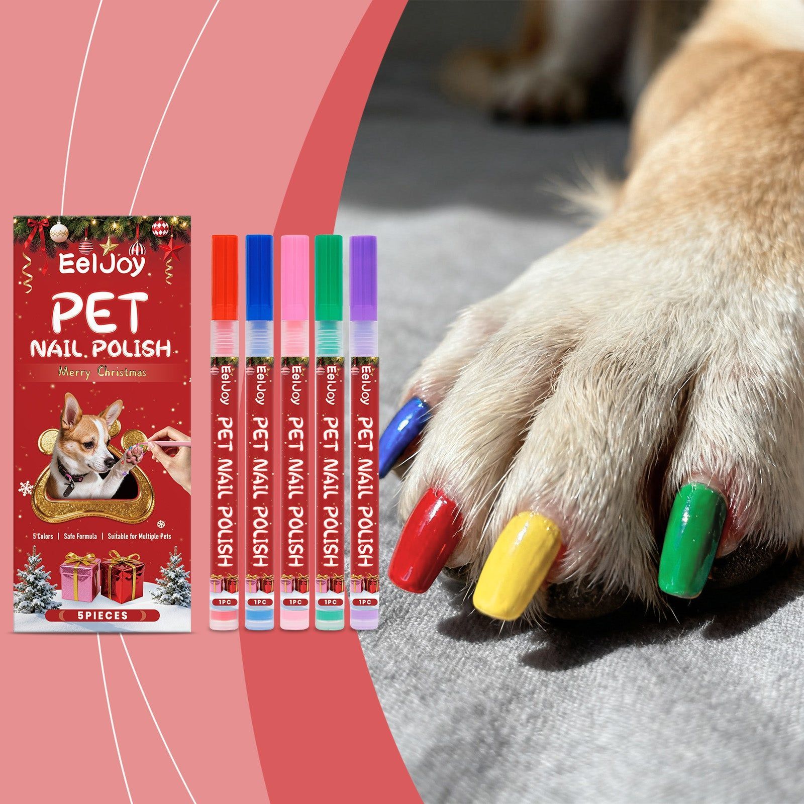 Create Stunning Pet Nail Art with Waterproof, Colorful Doodle Pen, Perfect for DIY and Christmas Nail Designs ,5pieces