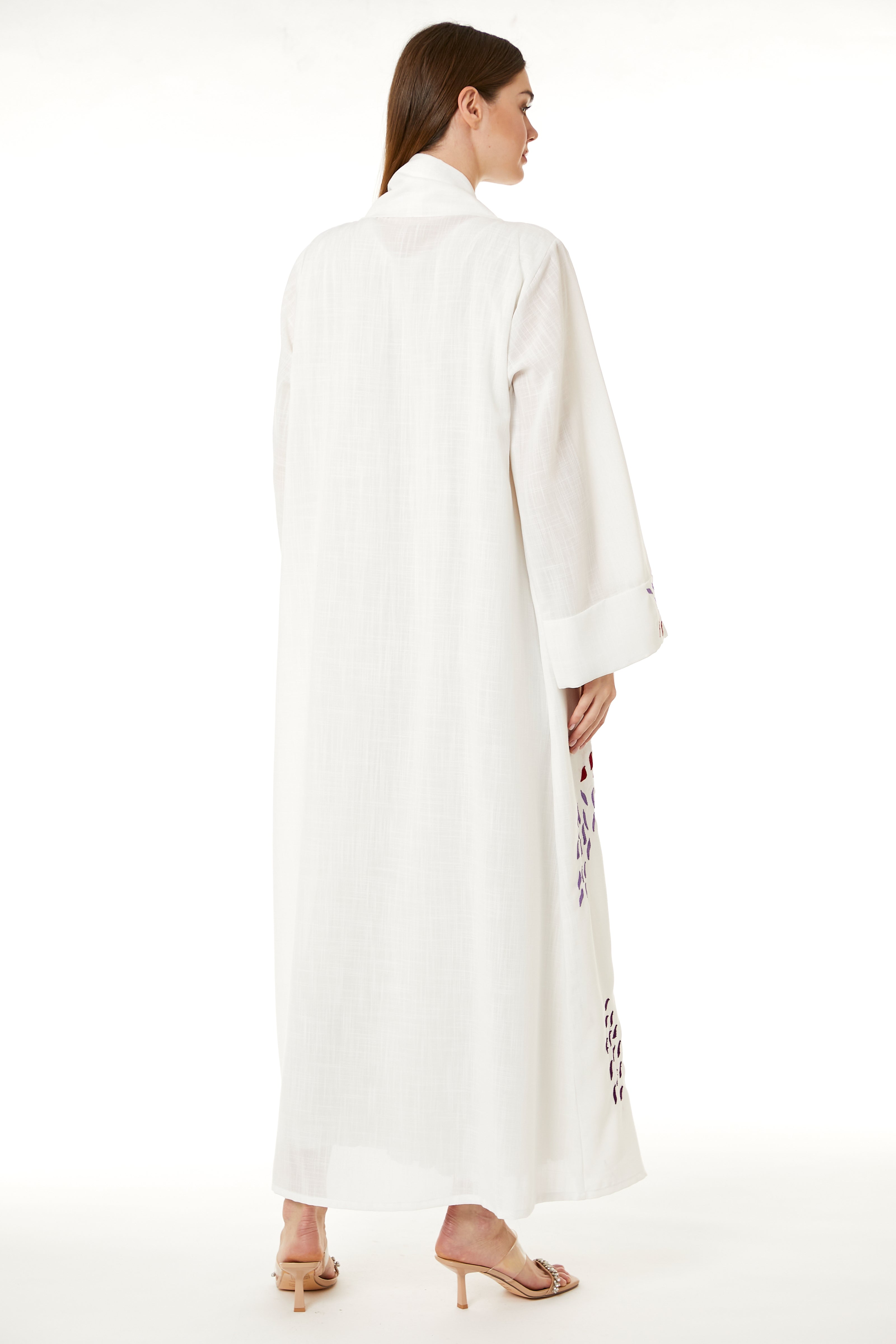 White Linen Embroidered Abaya