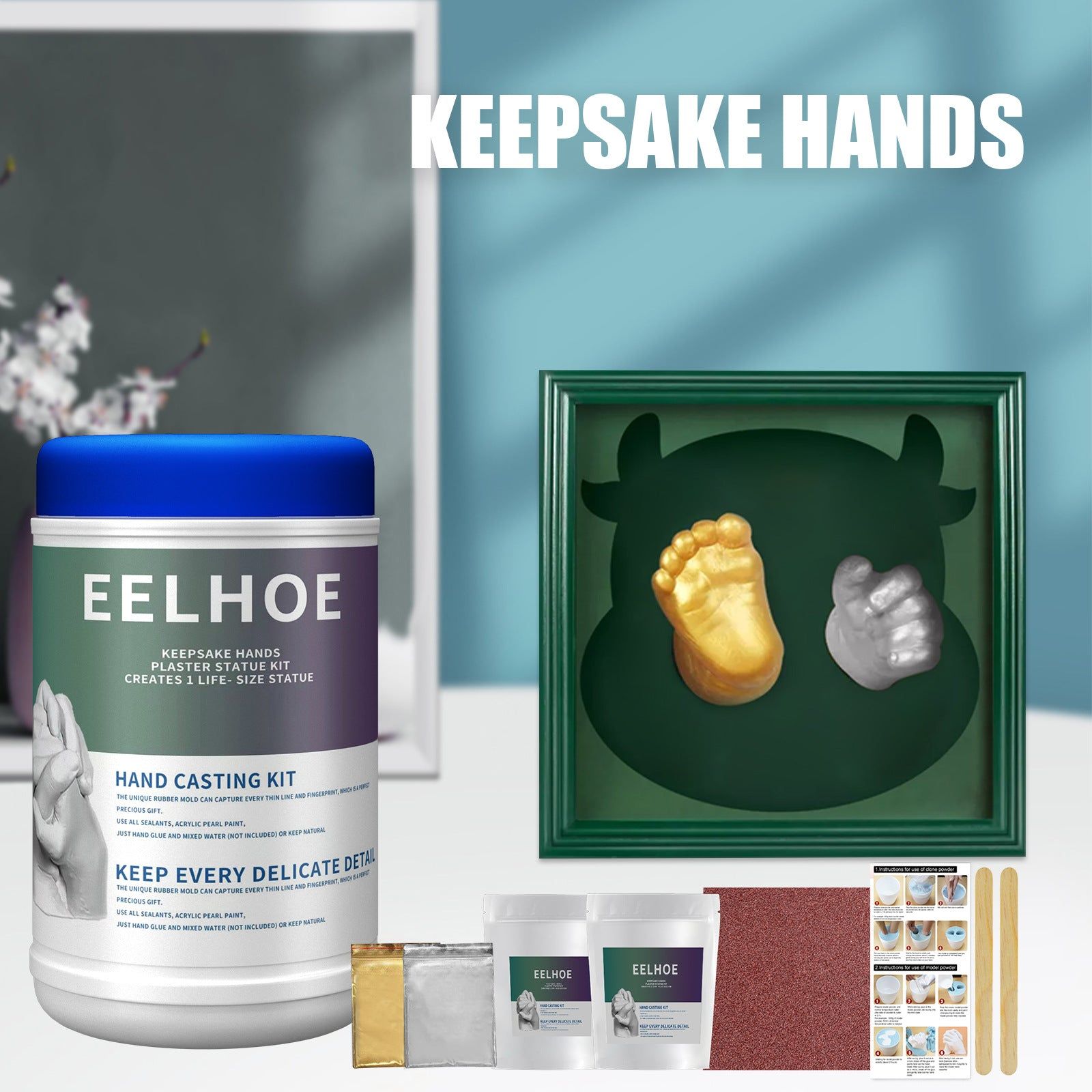 Create Personalized Hand Model Powder Set, DIY 3D Clone Souvenir, Unique Valentine's Gift ,1set