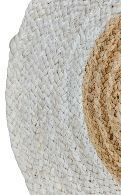 Handmade Oval Jute Rug with White Border – Natural Eco-Friendly Braided Area Rug for Living Room & Bedroom