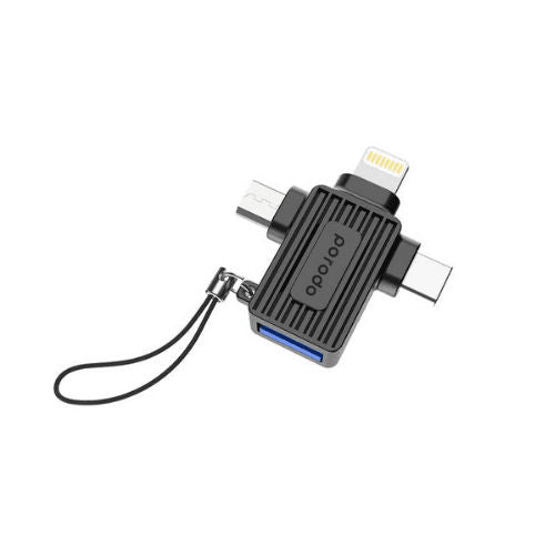 Porodo 3-in-1 OTG Adapter, USB A to Lightning