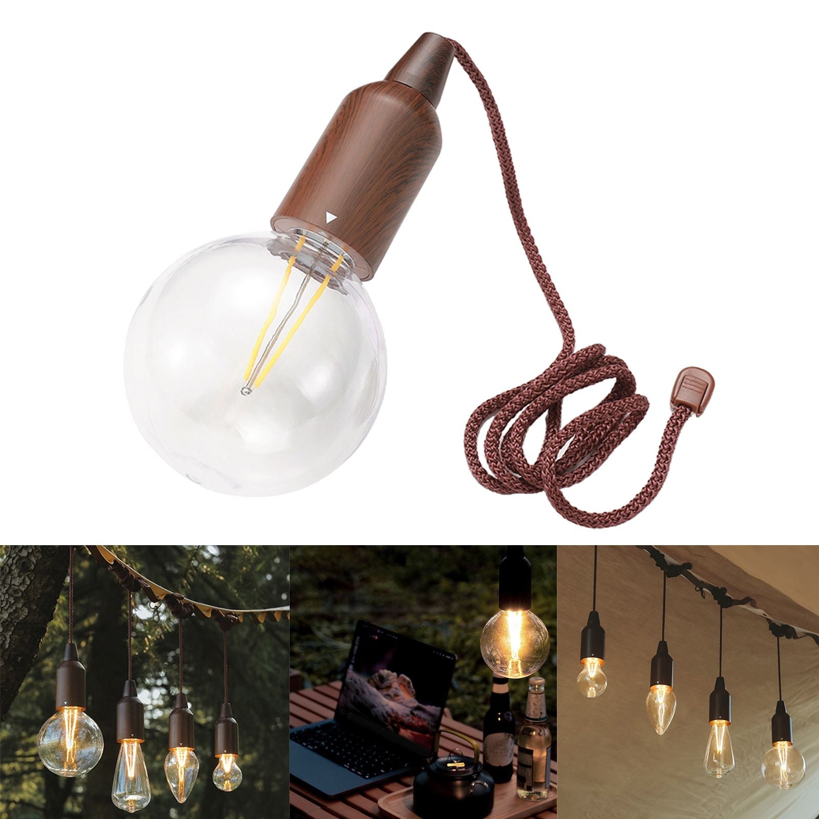Pull Camping Lamp Waterproof Hanging Atmosphere Light For Patio Garden Tent