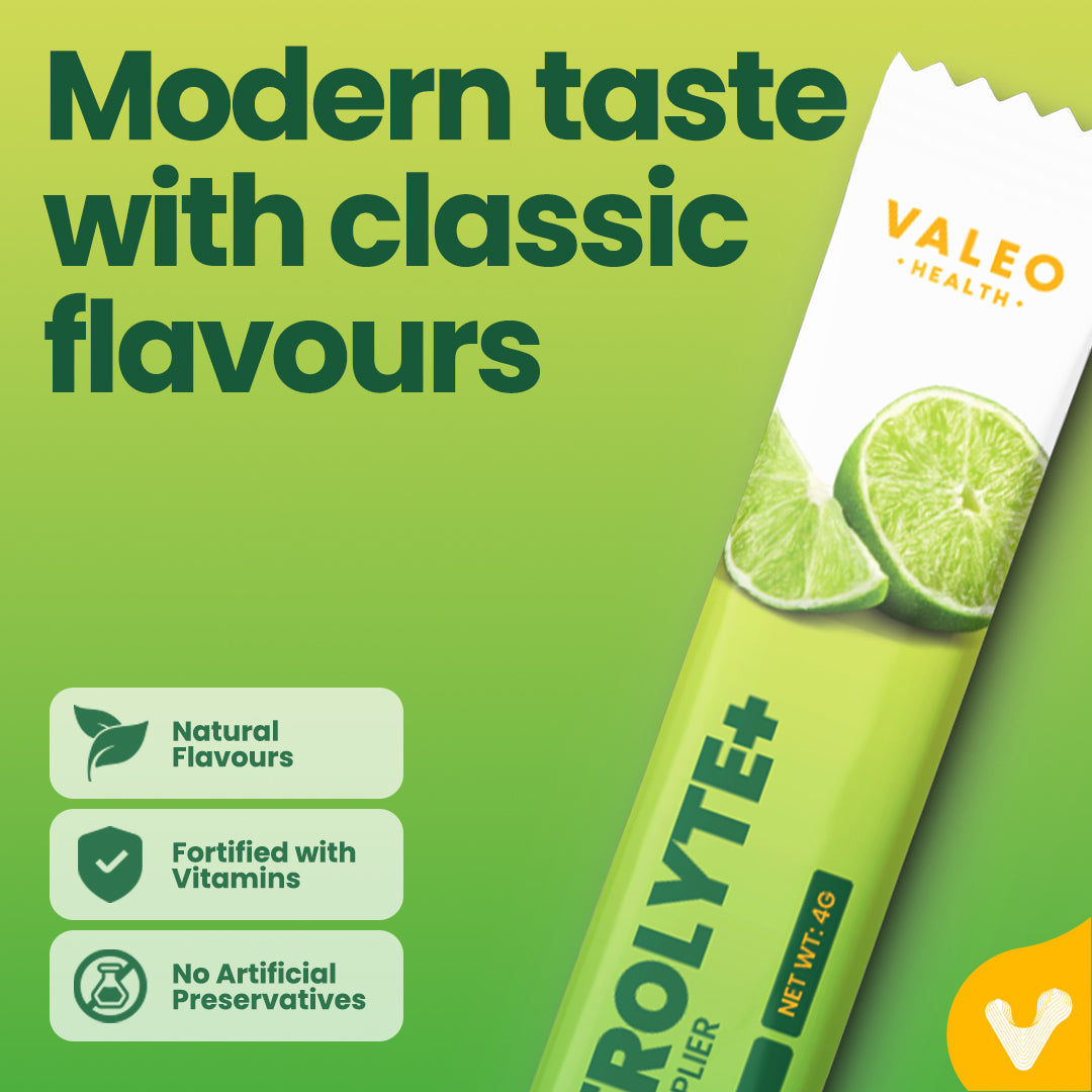 Valeo Hydration Electrolyte+ Lemon and Lime Stick Pack 20