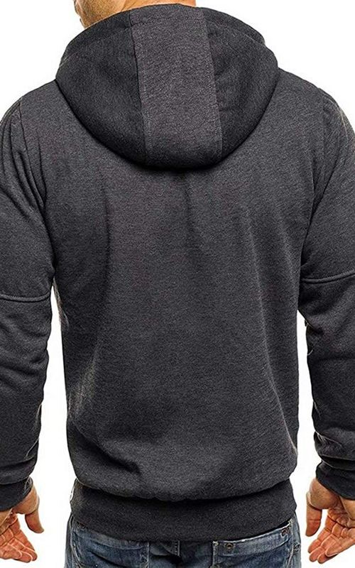 Men Zip Training Jacket Gym Hooded Long Sleeve Sweatshirt Gym Top Autumn Winter Coat