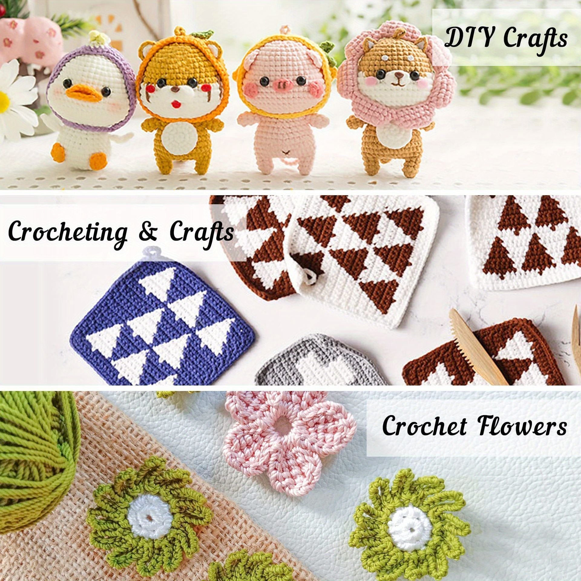 34pcs Yarn Skeins Set Crochet Kit with Hooks For Adults Beginner Professionals