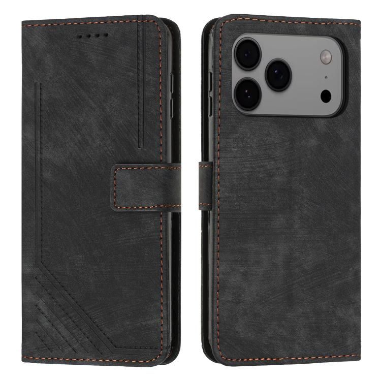 For iPhone 18 Pro Max / iPhone 17 Pro Max Skin Feel Stripe Pattern Leather Phone Case with Lanyard