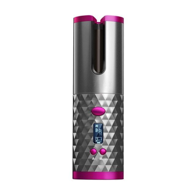 Portable Automatic Hair Curler USB Rechargeable Curling Iron Pink