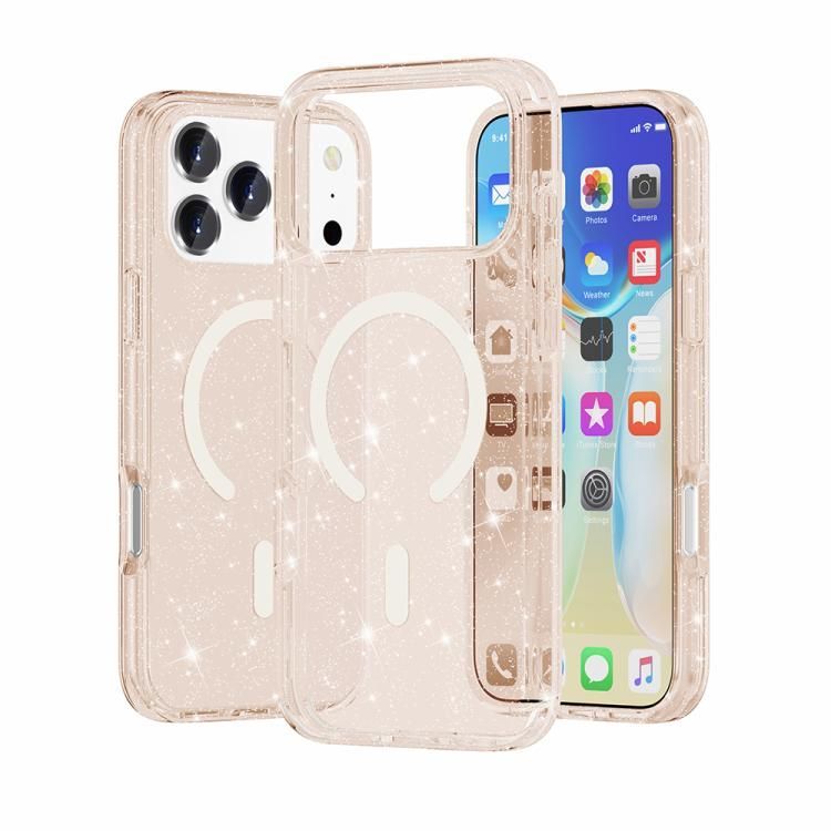 For iPhone 18 Pro Max / iPhone 17 Pro Max Terminator Style Glitter Powder MagSafe Magnetic Phone Case