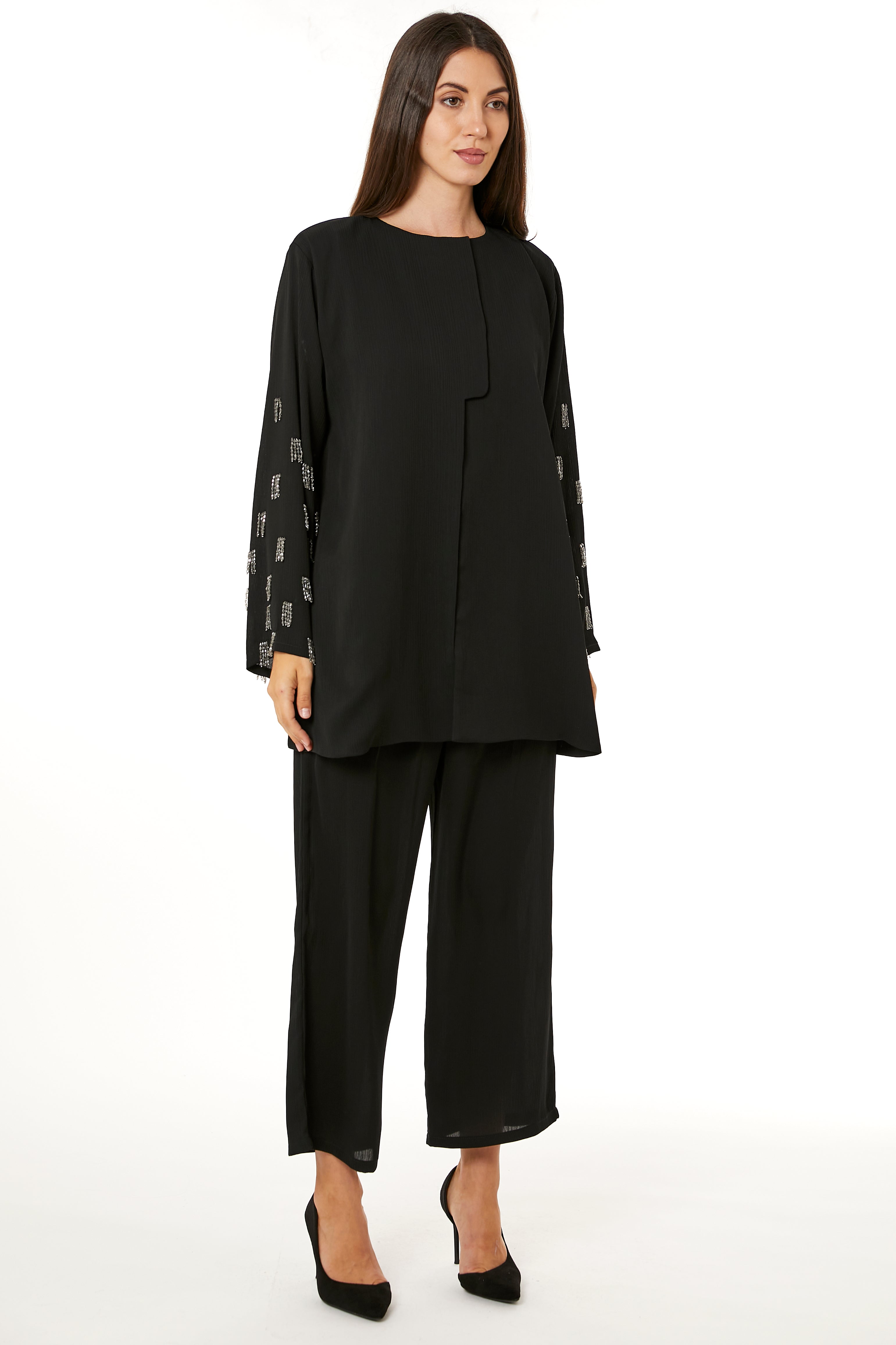 Black Zoom Top and Pants Set