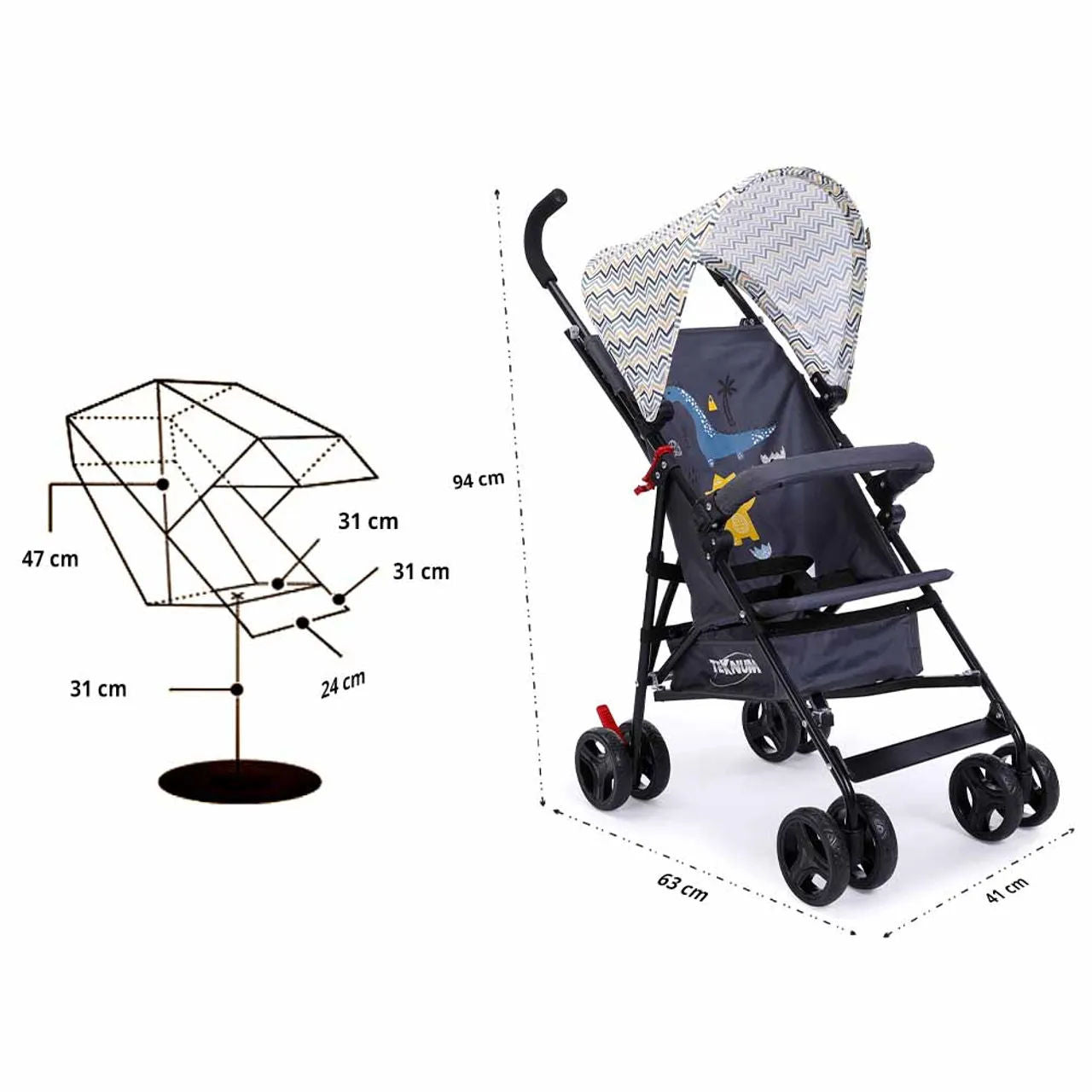Teknum - مجموعة عربة أطفال وحقيبة صديقة للبيئة - Yellow Wave