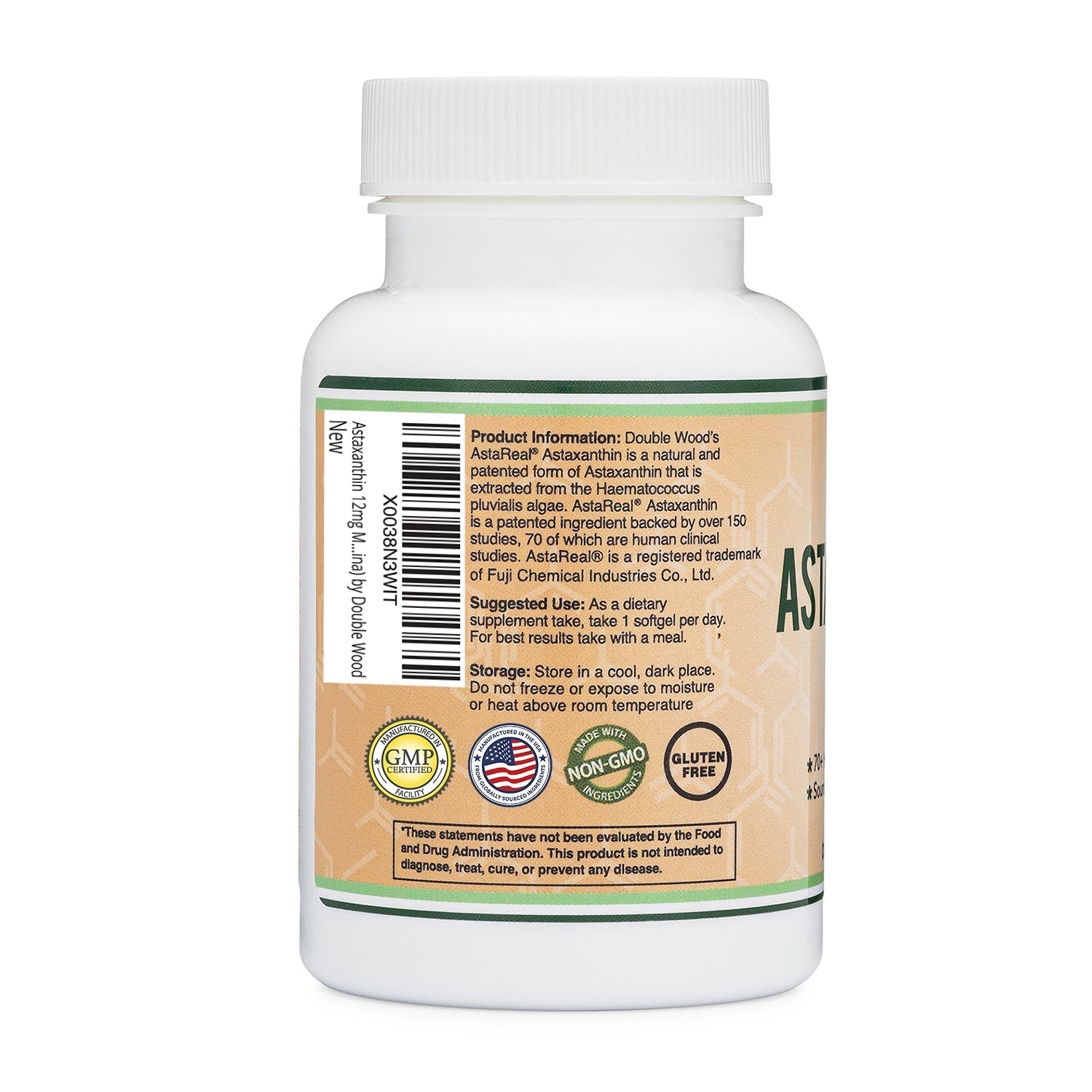 DoubleWood Supplements Astaxanthin (AstaReal) 12mg 60 softgels