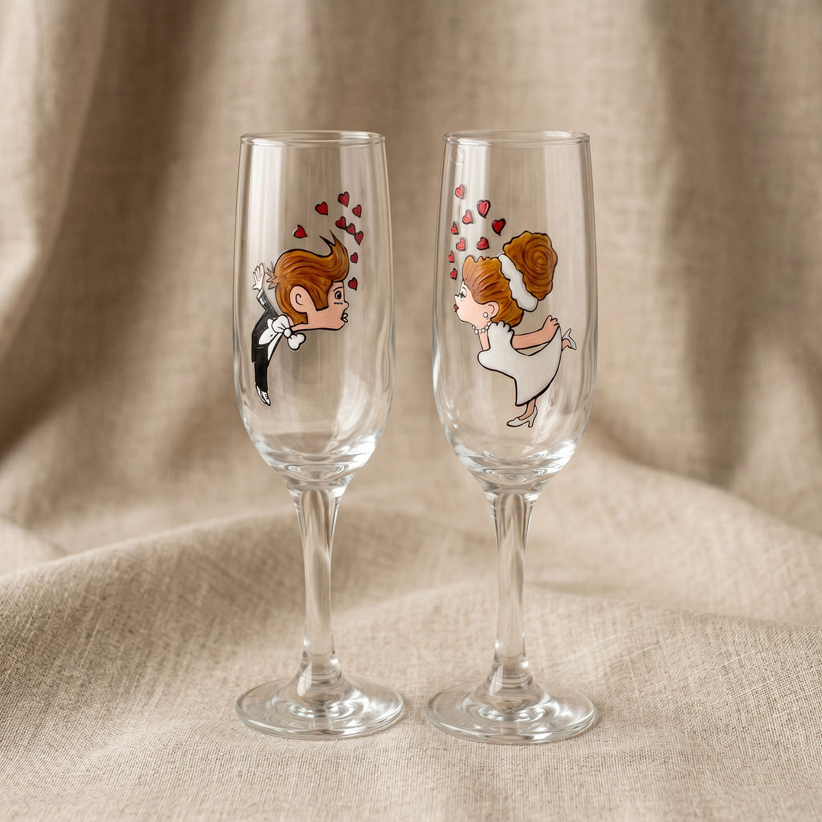Handi Made Handpainted Bridal Champagne Flutes (Set of 2) (Delivered in up to 7 days)