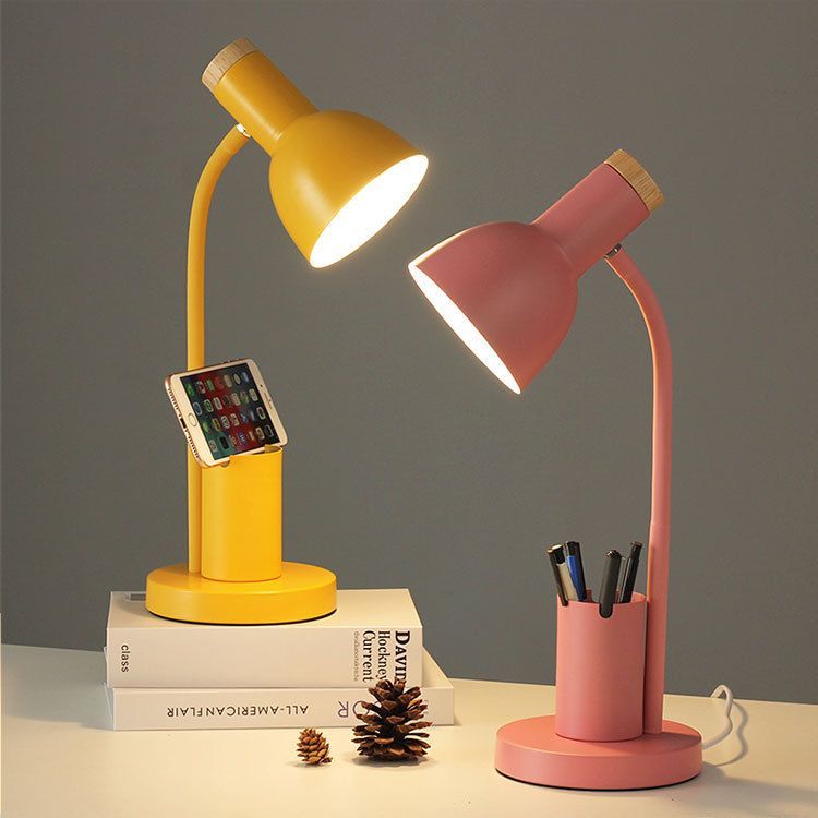 Green Desk Lamp with Pen Holder for Study & Reading