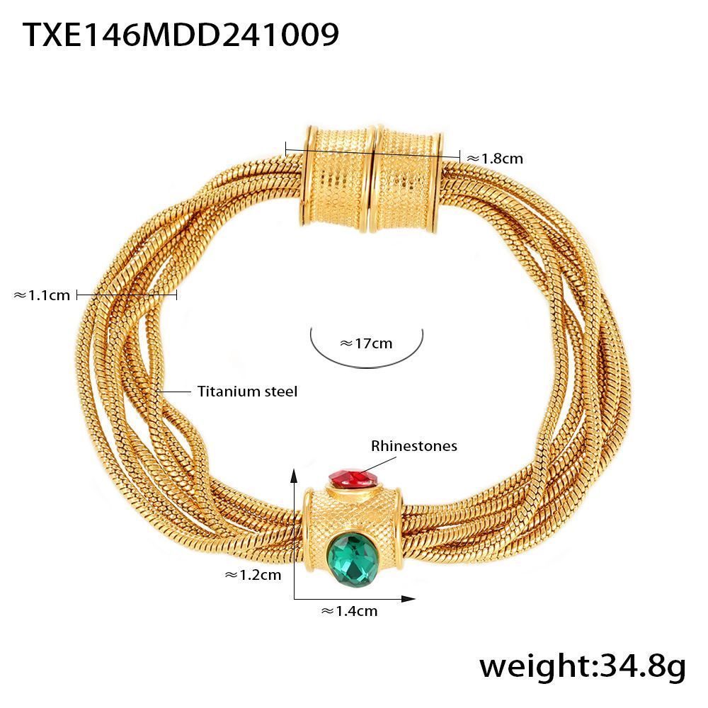 Multi Layer Chain Necklace Bracelet Set Titanium Steel Gold Plated Jewelry