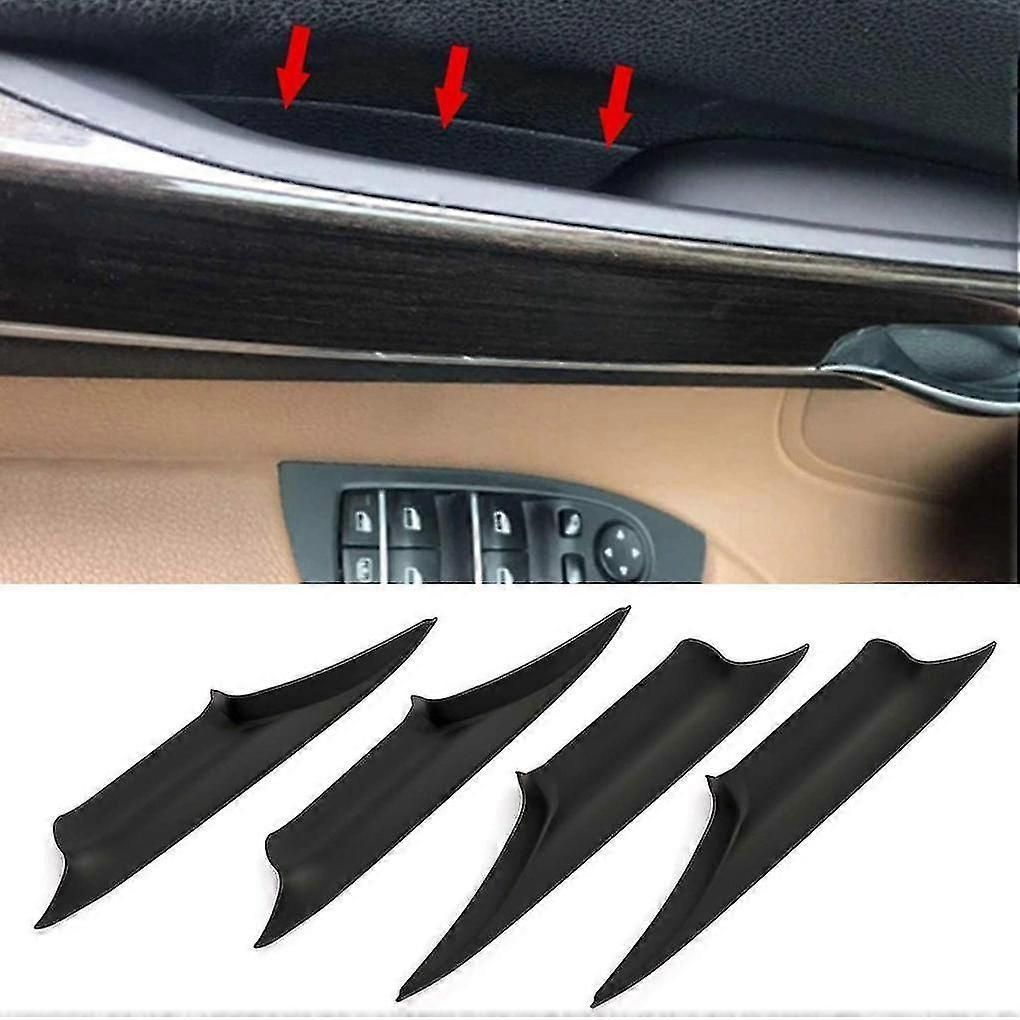 4pcs Inner Door Handle Trim Cover Compatible with BMW 7 Series F01 F02 2008-2015 - ABS Protective Panel Set Black
