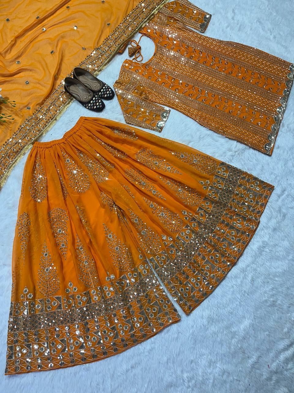 Fab Zone Top Plazzo With Dupatta And Heavy Embroidery Work Designer Party Wear Look