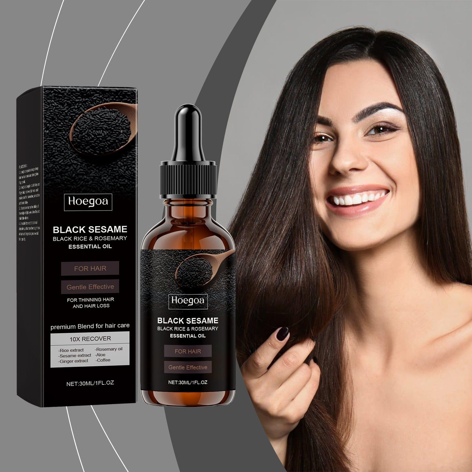 Black Sesame Treatment Essence for Hair Repair, Nourishing, Moisturizing, Thickening, Shine ,30ml
