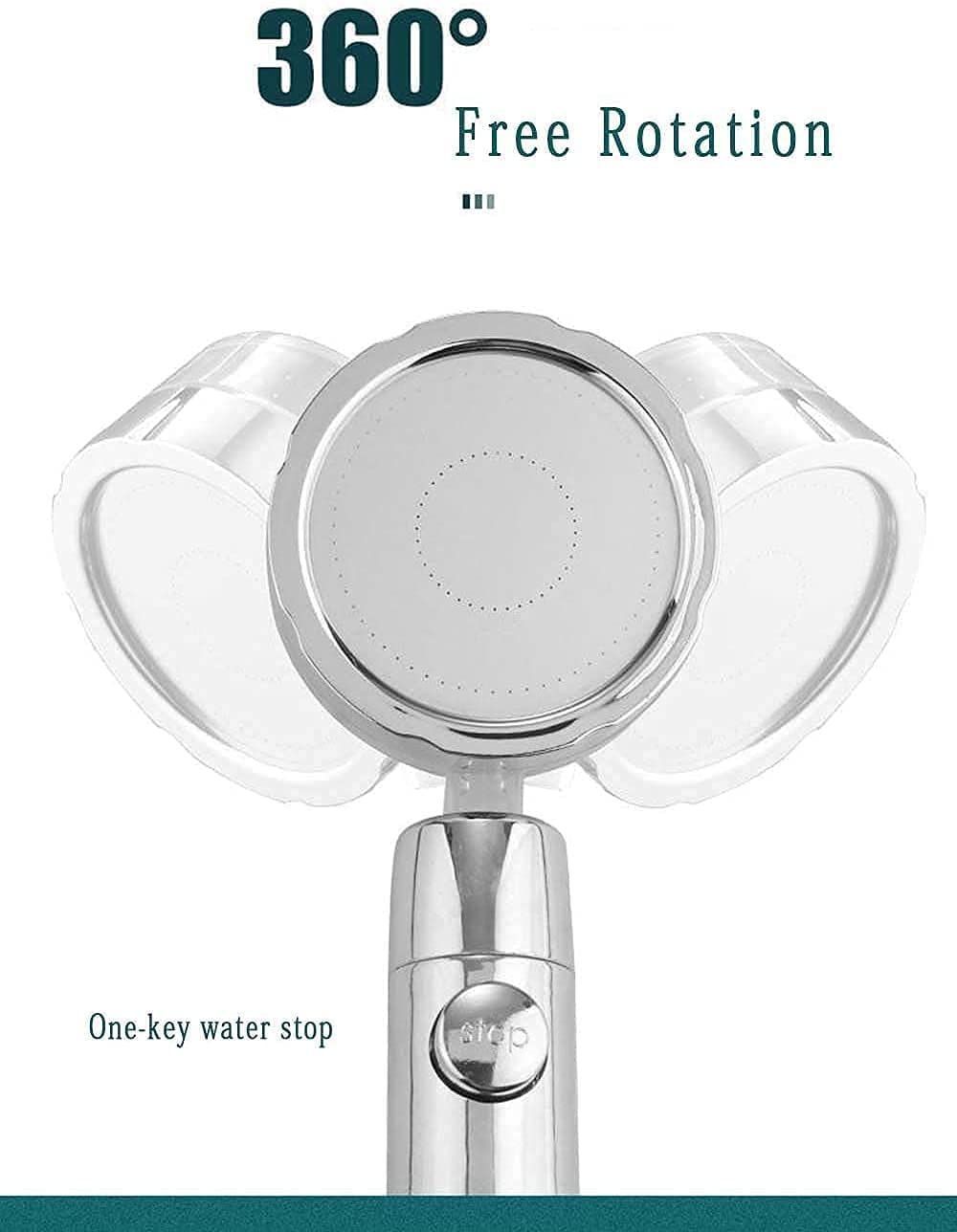 Power Shower Head Rotating Turbocharged Propeller Shower Head High Pressure Spray