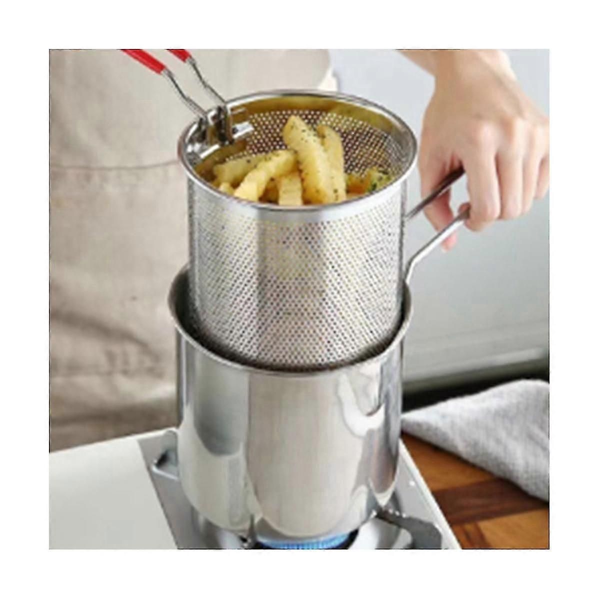 Stainless Steel Deep Frying Pot Tempura French Fries Fryer With Strainer Chicken Fried Pans Kitchen