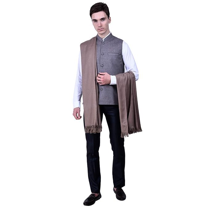 Men's Woven Wool Shawl Beige