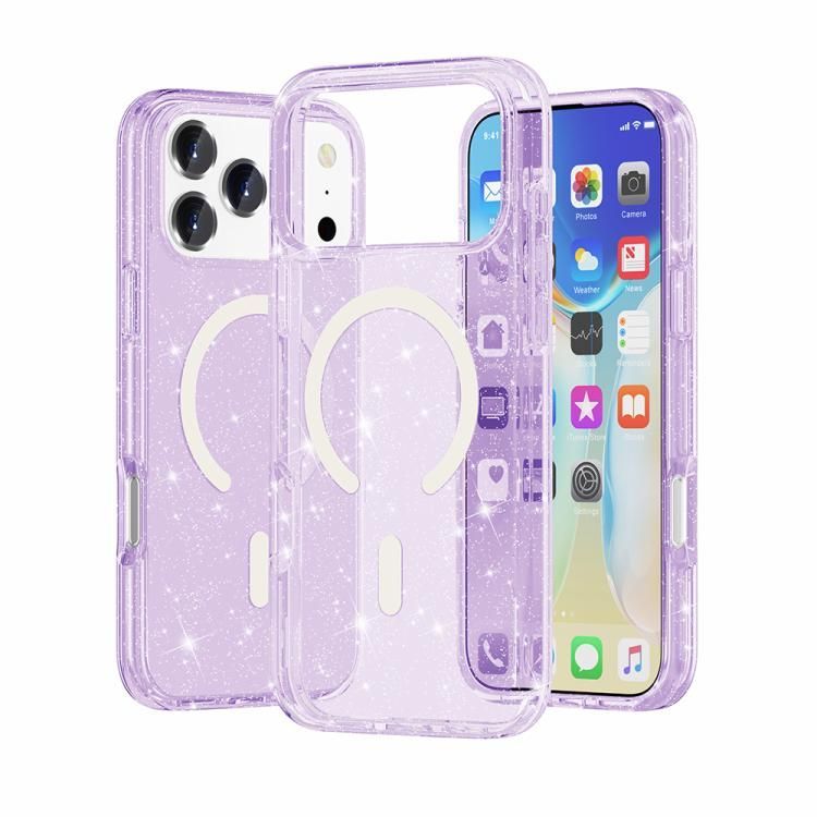 For iPhone 18 Pro Max / iPhone 17 Pro Max Terminator Style Glitter Powder MagSafe Magnetic Phone Case