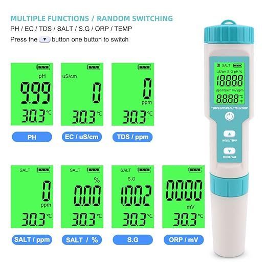 7 in 1 PH Meter Gomass 0.01 High Accuracy ph Tester Digital for Water